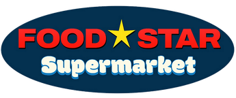 Logo of Food Star Supermarket with a blue oval background