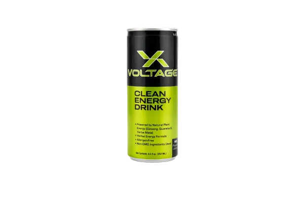 Voltage Clean Energy Drink can on a white background
