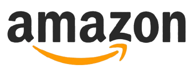 Amazon logo with black text and orange arrow on a white background
