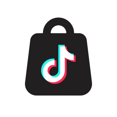 Black shopping bag with TikTok logo on a white background